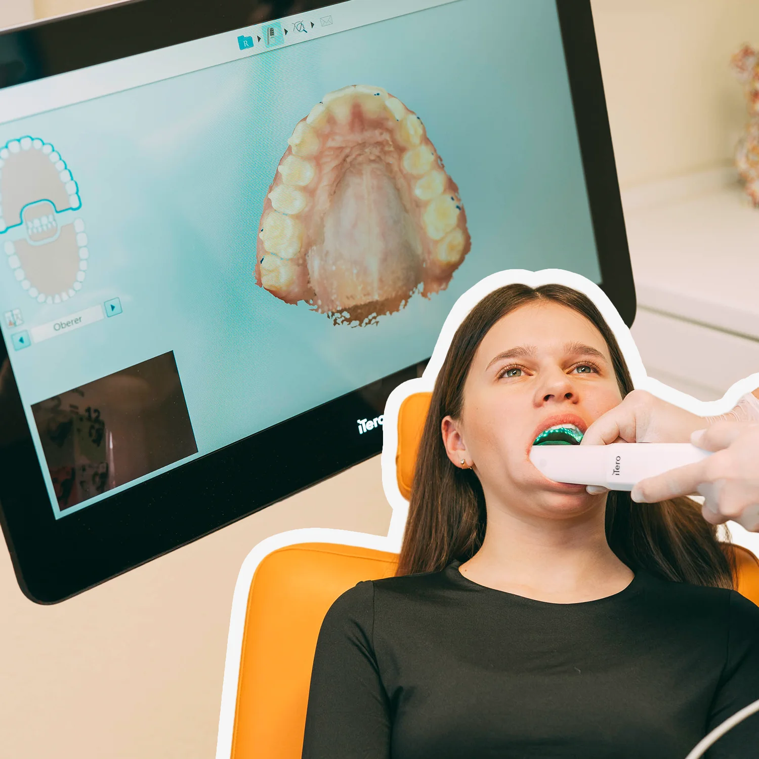 Digitaler Abdruck bei einem Kind mit einem Intraoralscanner in der Kieferorthopädie docs & bears